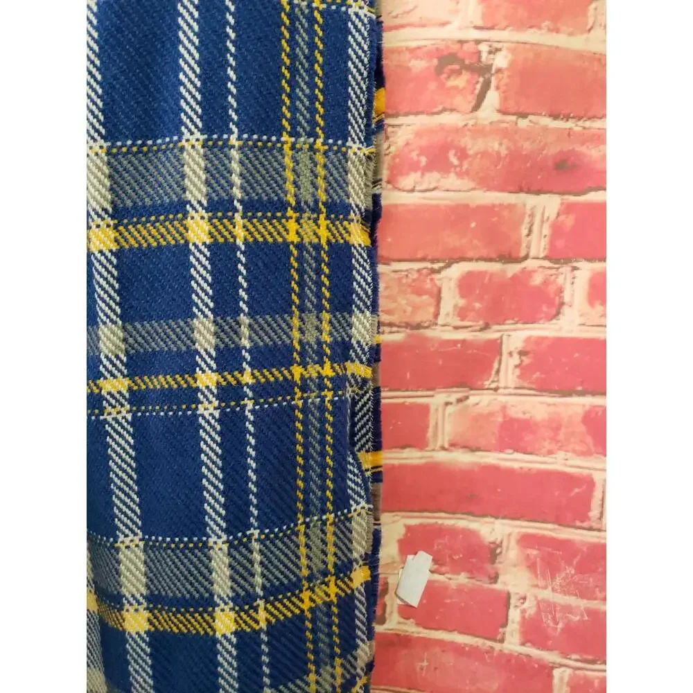 Halogen Plaid Blue  Fringed Men's Scarf One Size (B5)